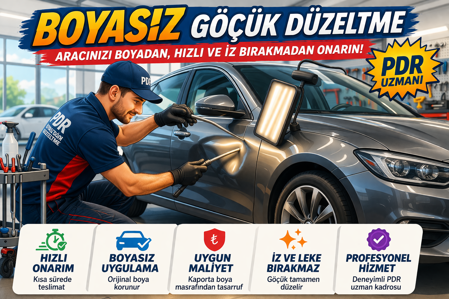 boyasız göçük düzeltme pdr