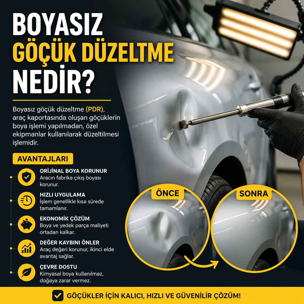 Boyasız göçük düzeltme nedir