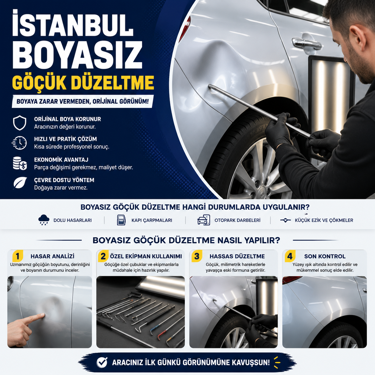 İstanbul Boyasız Göçük Düzeltme Nasıl Yapılır