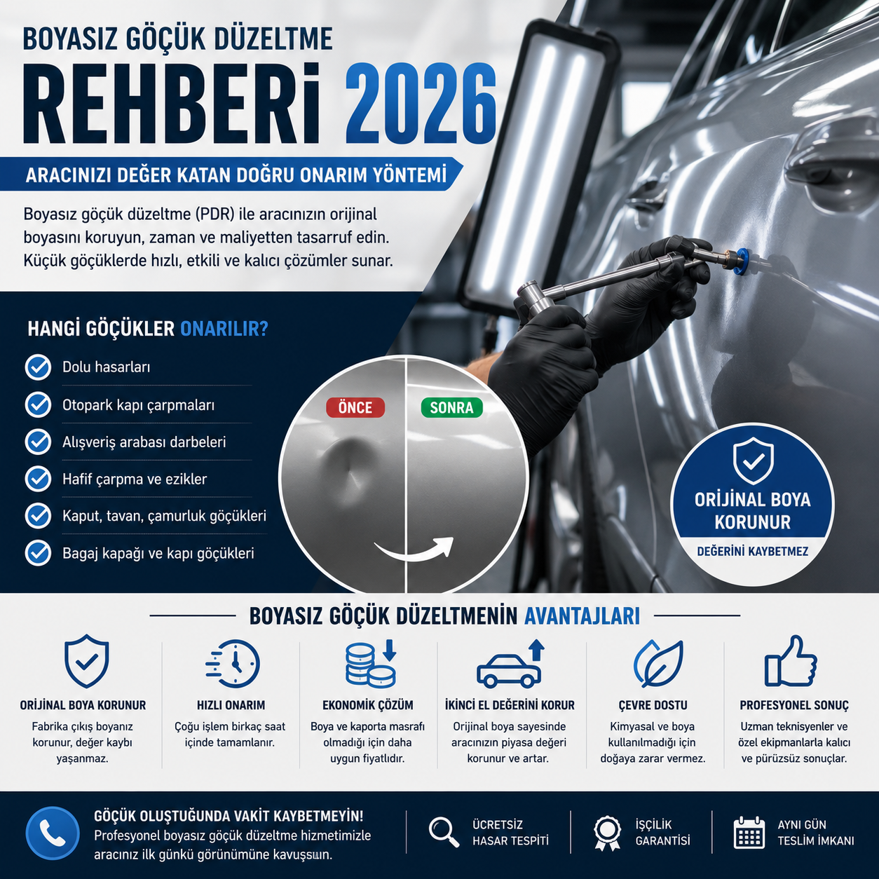 Boyasız Göçük Düzeltme Rehberi 2026